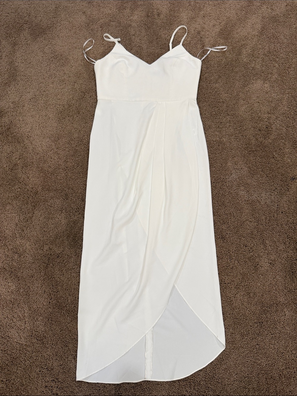 Lulu's White Spaghetti-Strap Wrap Maxi Dress